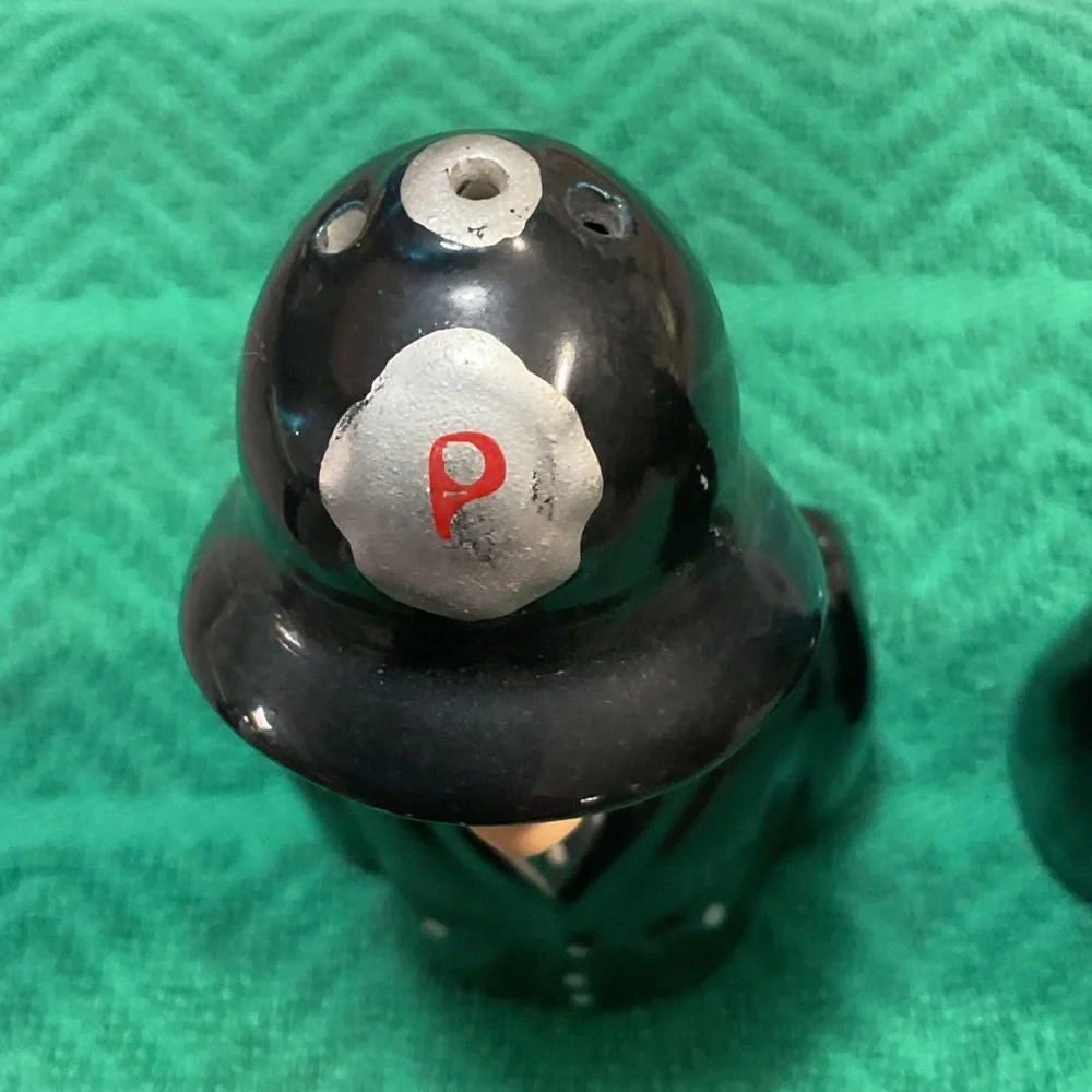 Black Ceramic Policeman Salt and Pepper Shakers - Decorative Home Accent